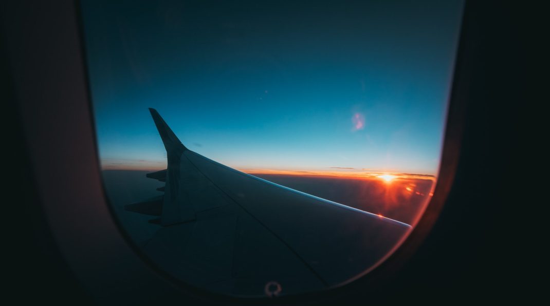 View from the inside of an airplane.