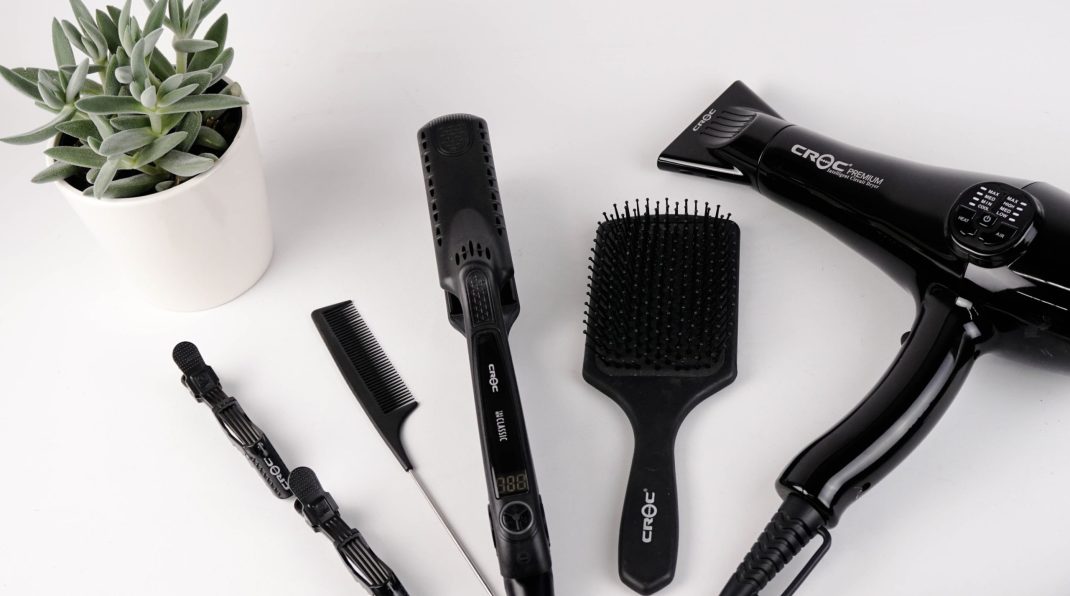 Image is of hairstyling tools, symbolizing the work Ted Gibson does.