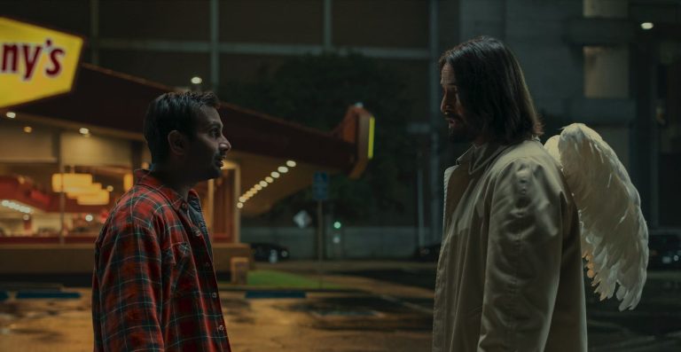 Aziz Ansari as Arj and Keanu Reeves as Gabriel in Good Fortune. (Photo credit: Eddy Chen/Lionsgate)