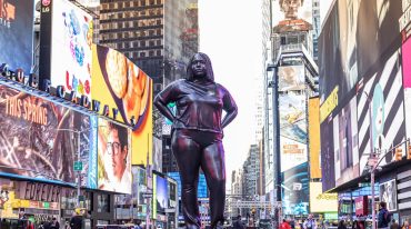 Thomas J Price 'Grounded in the Stars' sculpture on Times Square, New York, N.Y., U.S.A. (Photo courtesy Times Square Arts)