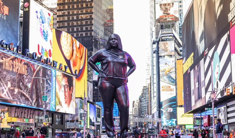 Thomas J Price 'Grounded in the Stars' sculpture on Times Square, New York, N.Y., U.S.A. (Photo courtesy Times Square Arts)