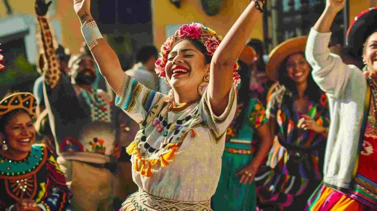 Group of individuals celebrating unique cultural identities in a joyful gathering