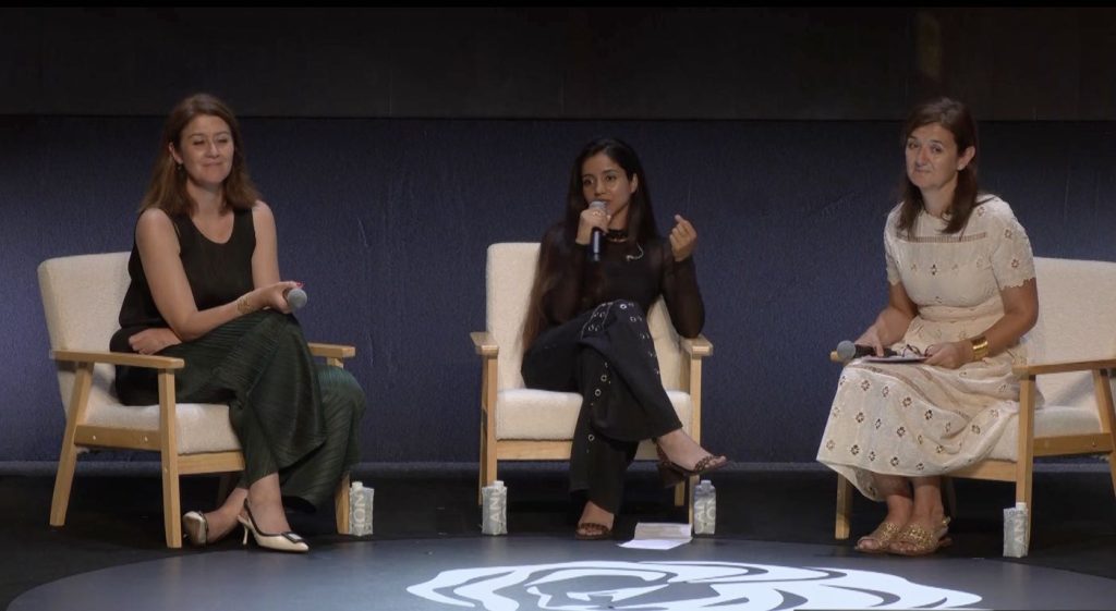 Sonita Alizadeh, Agathe Bousquet and Ulrike Decoene at Cannes Lions (Photo by John Liang)
